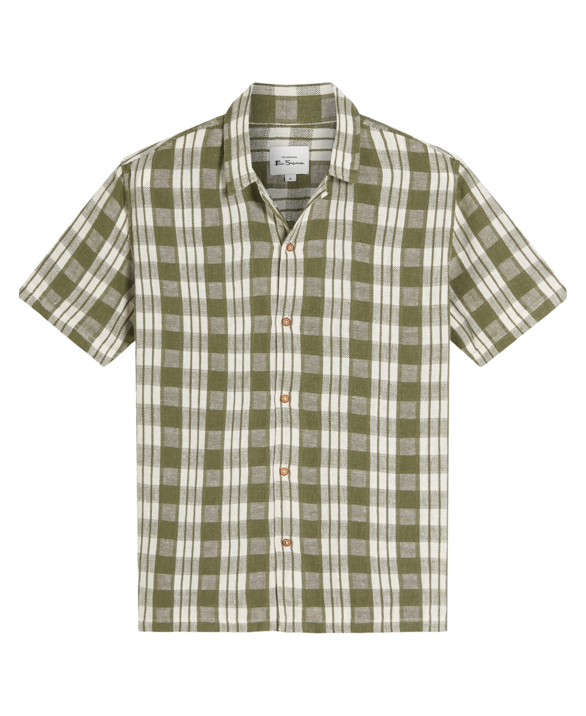 Men's Reworked Gingham Check Short Sleeve Shirt - Olive