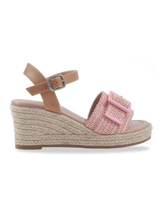 Little and Big Girls Lucia Buckle Espadrille Wedge Sandals