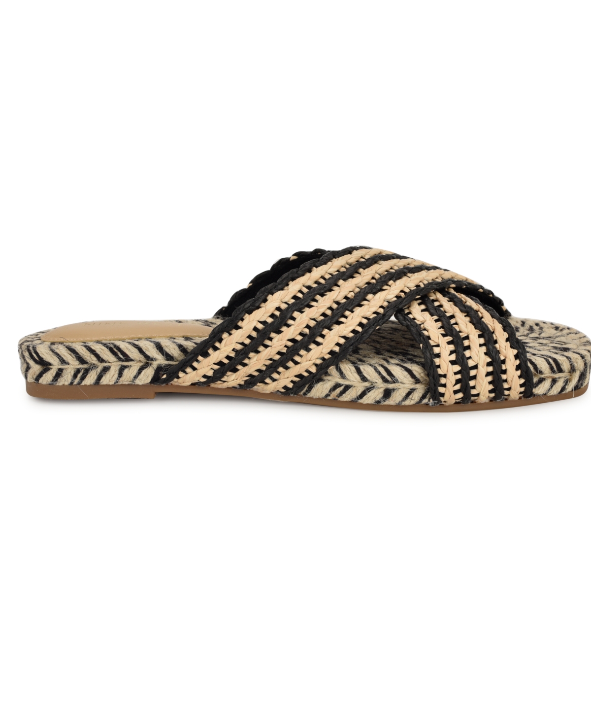 Shop Nine West Women's Animay Woven Slip-on Flat Sandals In Black,natural