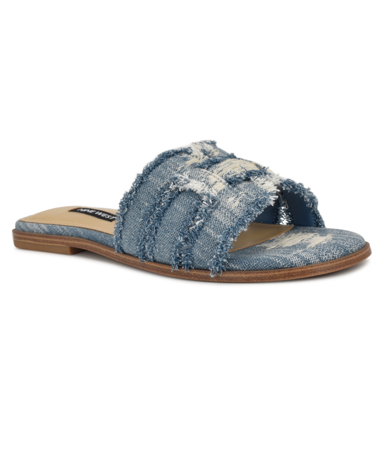 Nine West Women's Germanny Frayed Flat Slide Sandals