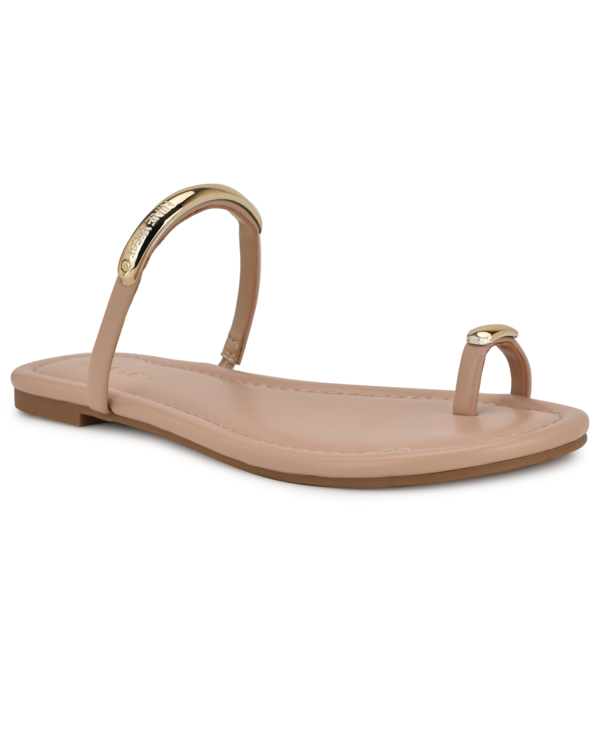 Shop Nine West Women's Balon Strappy Toe Loop Flat Sandals In Light Natural