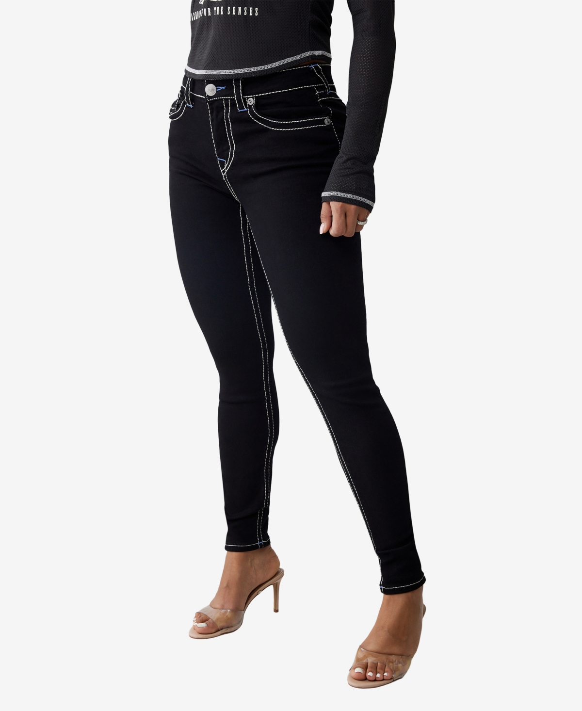 TRUE RELIGION WOMEN'S JENNIE BIG T SKINNY FLAP JEANS 