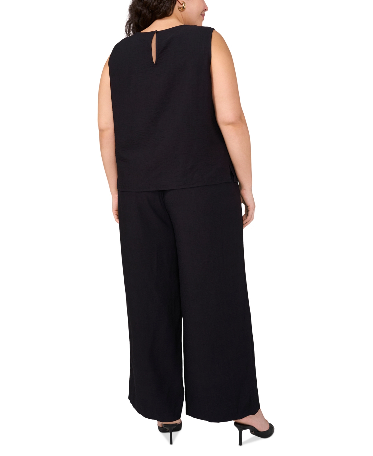 Shop Vince Camuto Plus Size High-rise Wide-leg Pants In Rich Black
