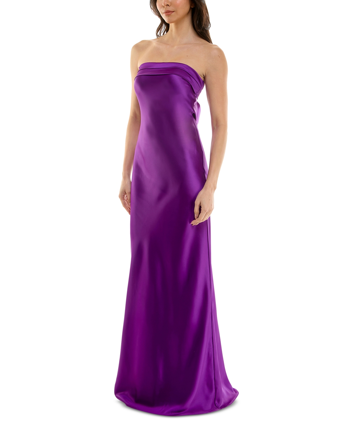 KATIA RAE JUNIORS' STRAPLESS DRAPE-BACK SATIN GOWN, CREATED FOR MACY'S 