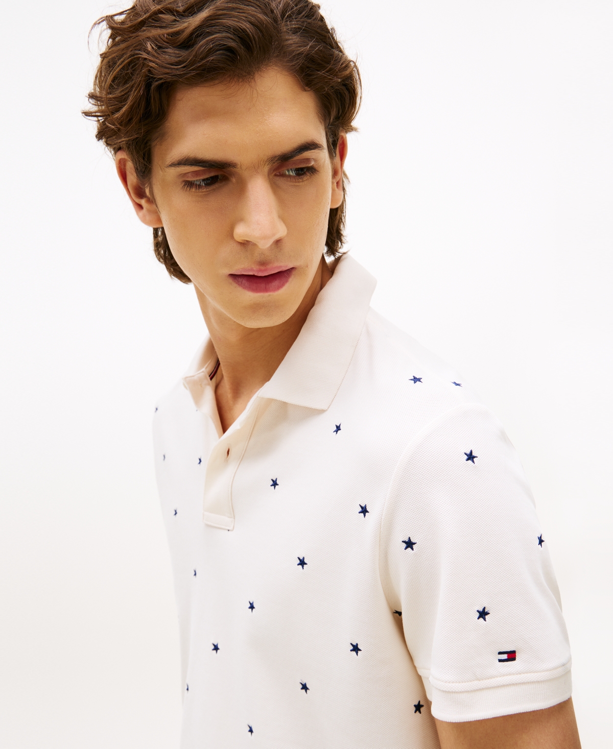 Tommy Hilfiger Regular Fit Allover Star Pique Polo In White