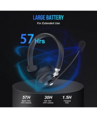 Noise-Canceling Rechargeable Wireless Headset with Ambidextrous Microphone