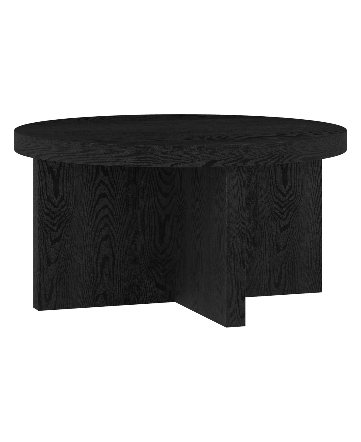 Hudson & Canal 33" Elna Wide Round Coffee Table In Black Grain