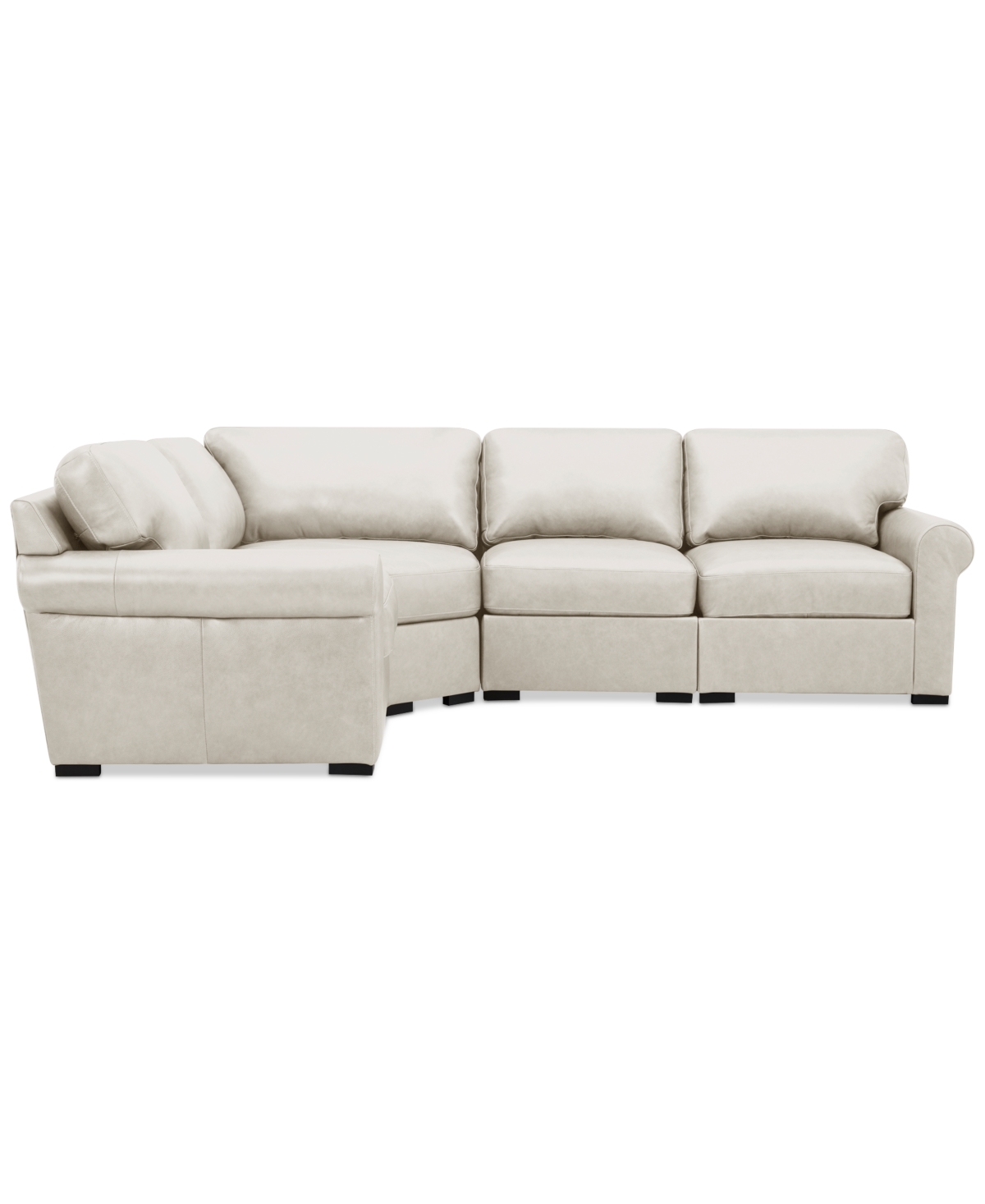 Macy's Radley Roll Arm 117" 4-pc. Leather Wedge Corner L Sectional, Exclusively At