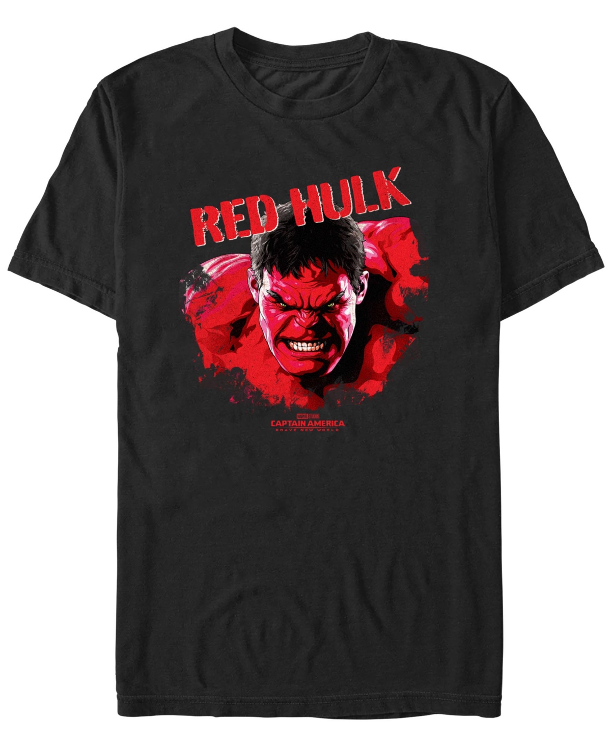 Men's Red Hulk Bust Short Sleeve T-Shirt - Black