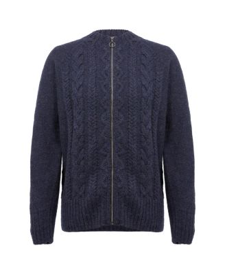 Women's British Wool Cable Zip Cardigan