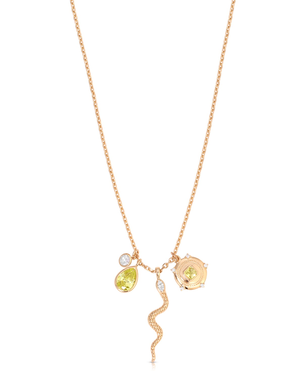 Ettika Serpentina Snake Inspired Charm Necklace In Peridot
