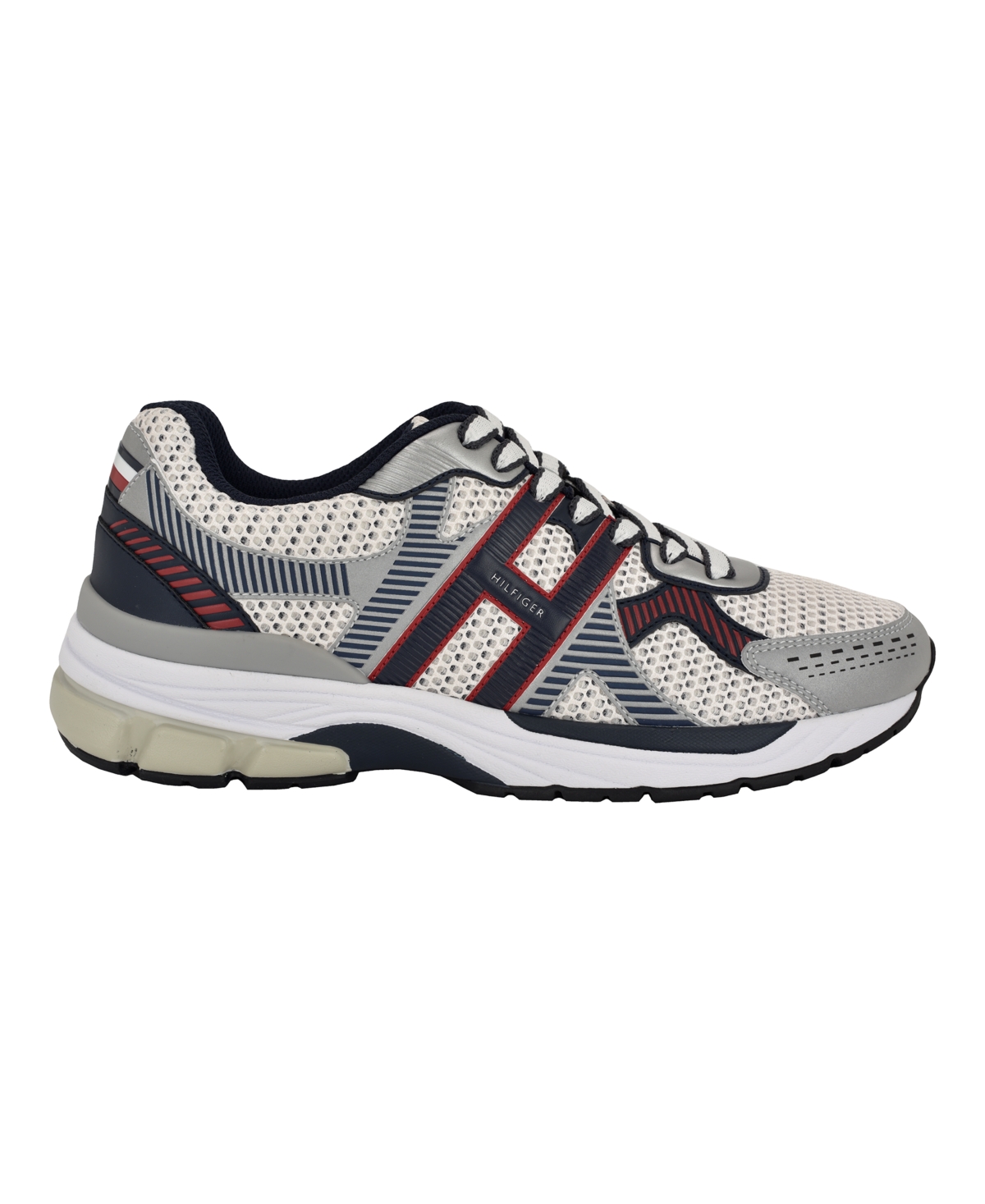 Tommy Hilfiger Men's Pug Lace Up Jogger Sneakers In Silver Multi
