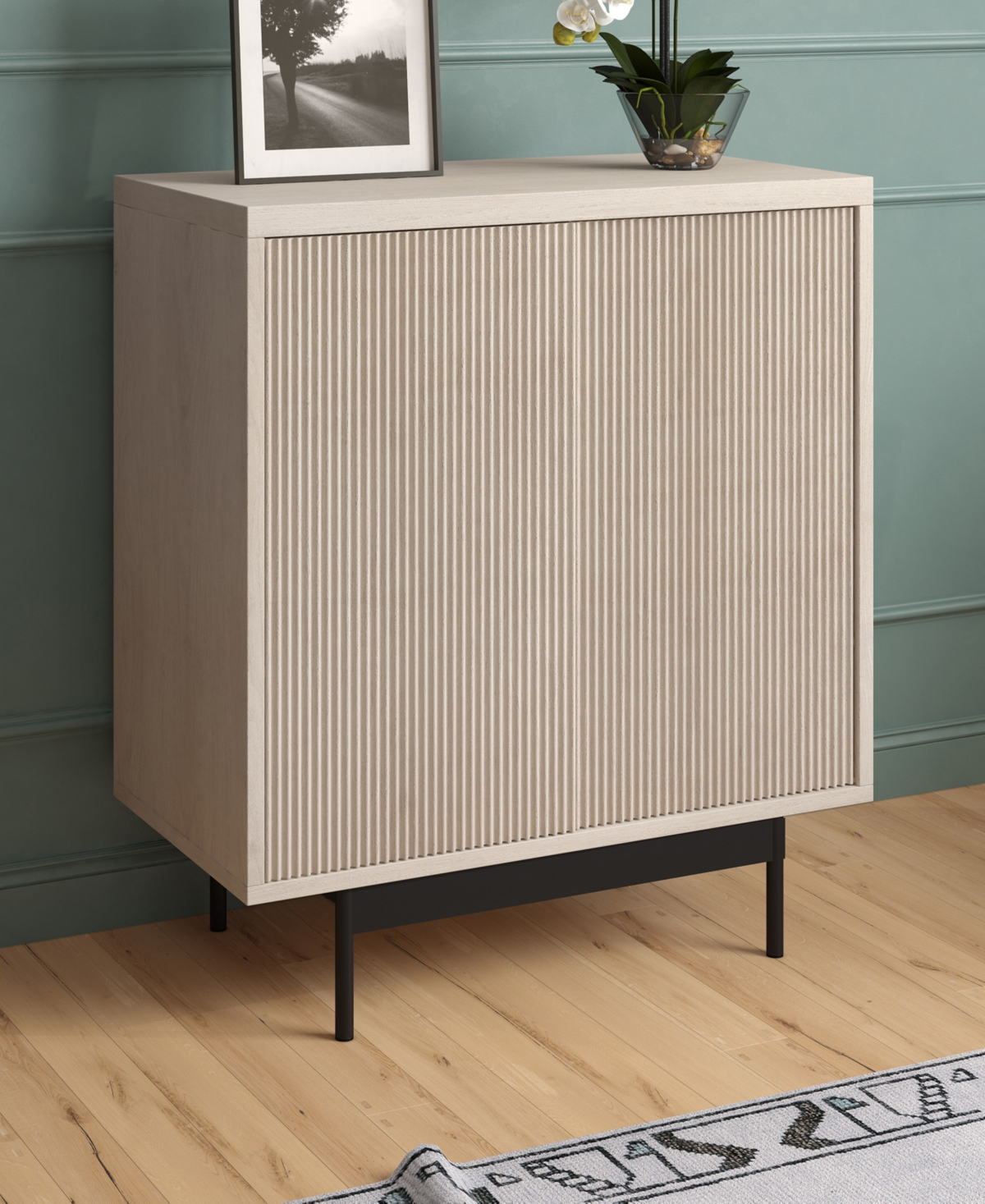 Hudson & Canal 28" Whitman Wide Rectangular Accent Cabinet In Alder White
