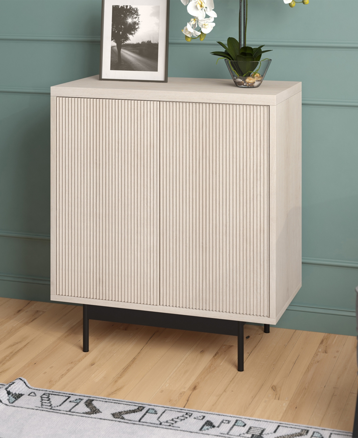 Hudson & Canal 28" Whitman Wide Rectangular Accent Cabinet In Alder White