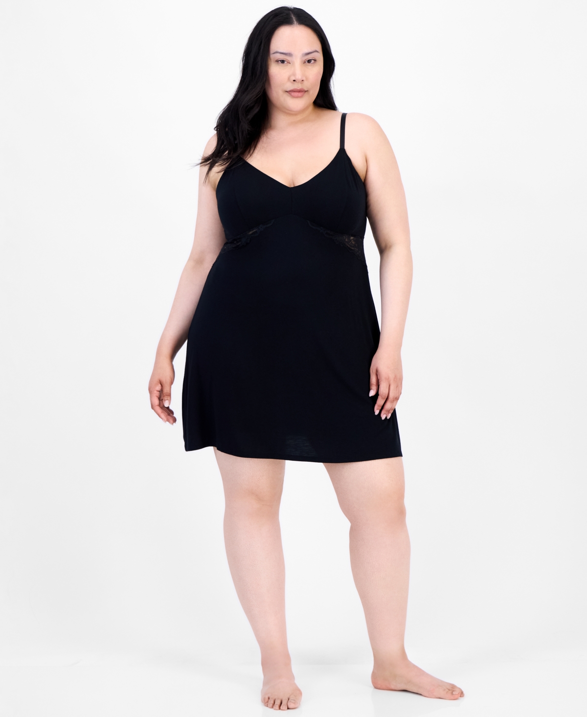 Inc International Concepts Plus Size Lace-cutout Chemise, Exclusively At Macy's