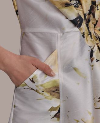 Donna Karan New York Women's Floral Faux-Wrap Midi Dress
