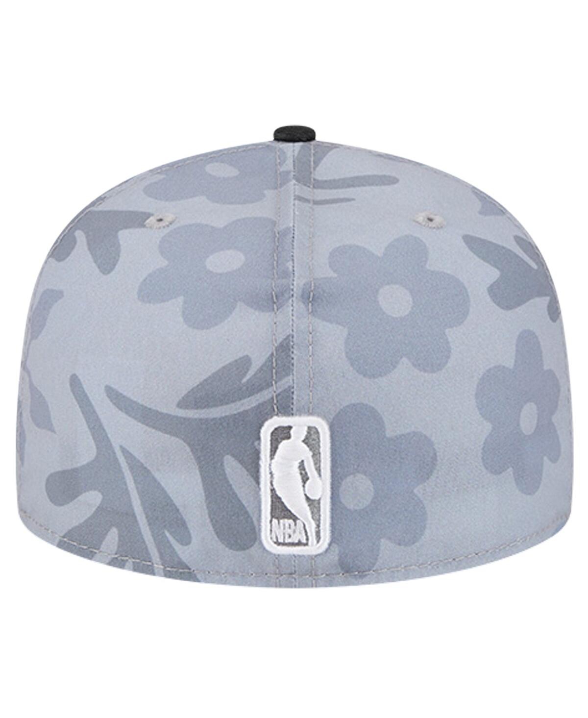 New Era Men's Gray Miami Heat Palm Fronds 2-tone 59fifty Fitted Hat In Gray