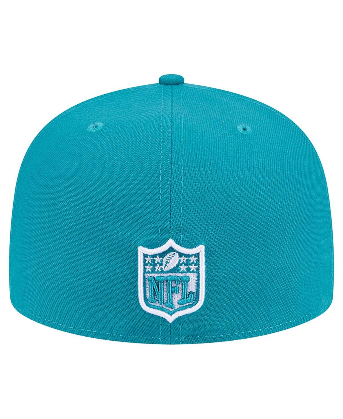 Shop New Era Men's Aqua Miami Dolphins Checkered 59fifty Fitted Hat