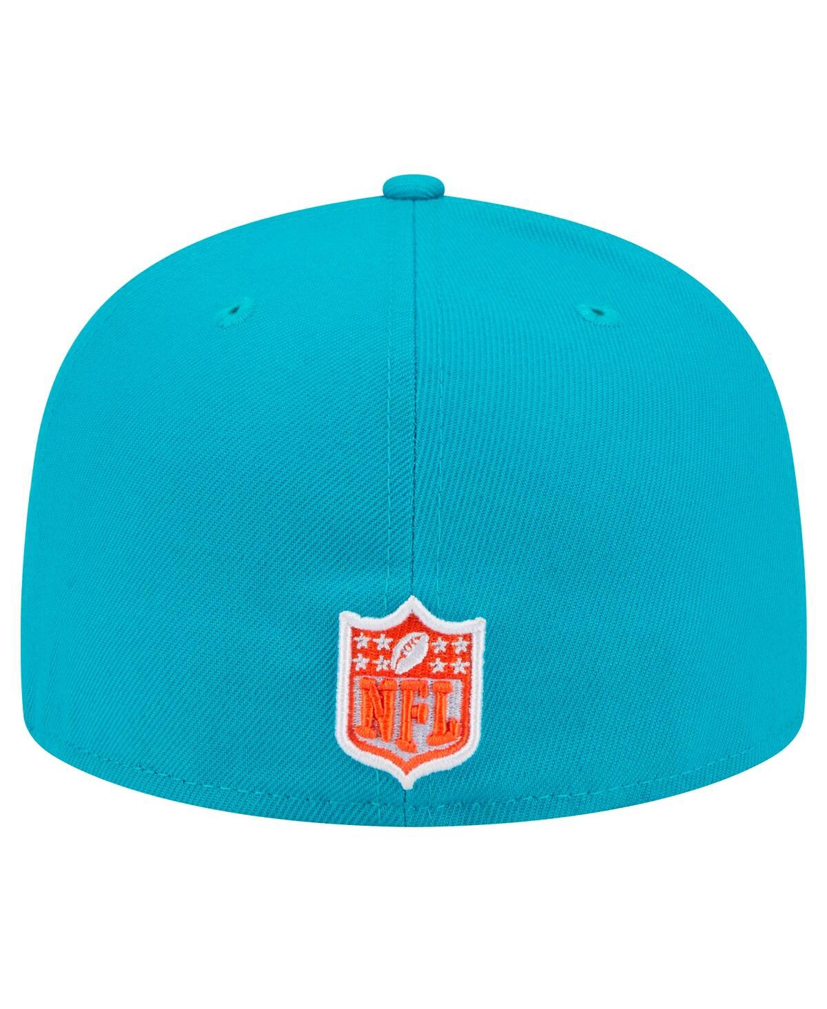 NEW ERA MEN'S AQUA MIAMI DOLPHINS SCRIPT SIDED 59FIFTY FITTED HAT 