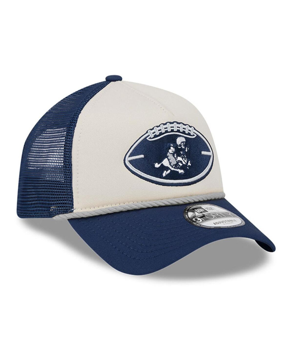 New Era Big Boys And Girls Stone/navy Dallas Cowboys 2024 Sideline Historic 9forty A-frame Trucker Adjustabl In Stone,navy