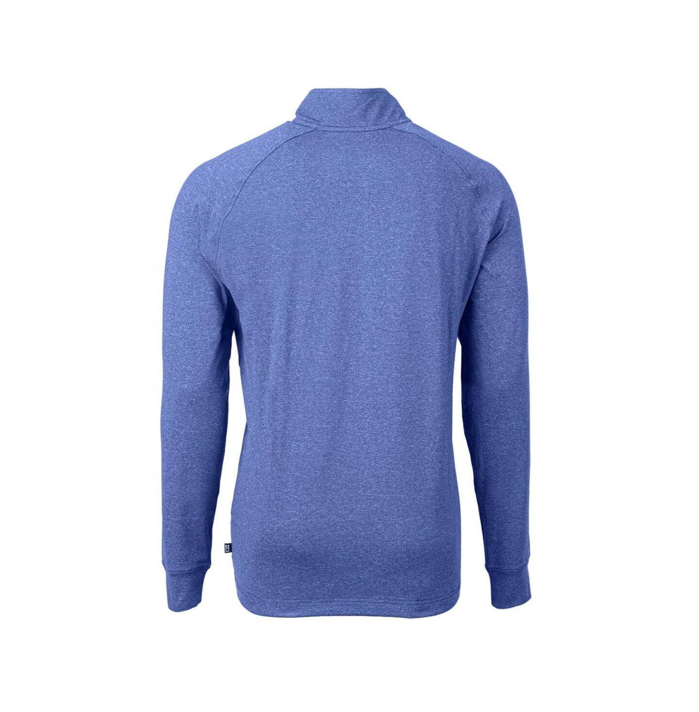 Мужская толстовка Cutter & Buck Heather Royal New York Mets Adapt Eco Knit Stretch Quarter-Zip Pullover — фото 2
