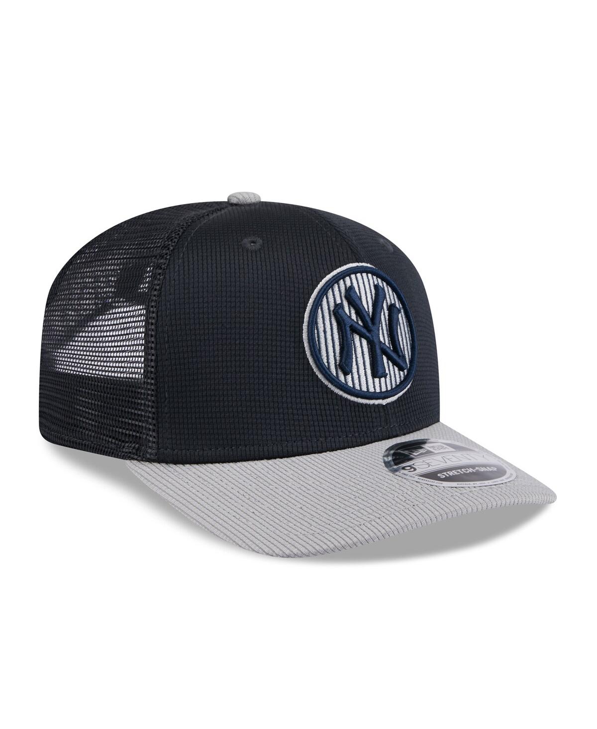 NEW ERA MEN'S NAVY/GRAY NEW YORK YANKEES 2025 BATTING PRACTICE 9SEVENTY STRETCH-SNAP TRUCKER HAT 