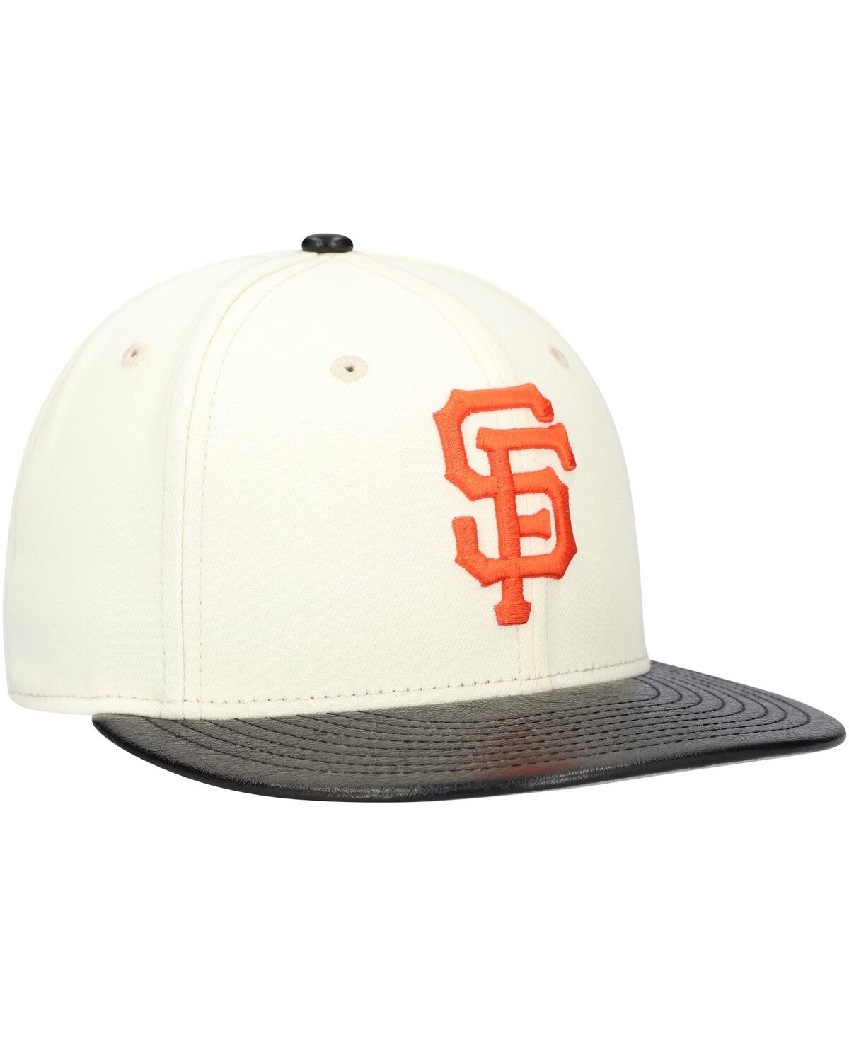 Shop New Era Men's Cream San Francisco Giants Game Night Leather Visor 59fifty Fitted Hat