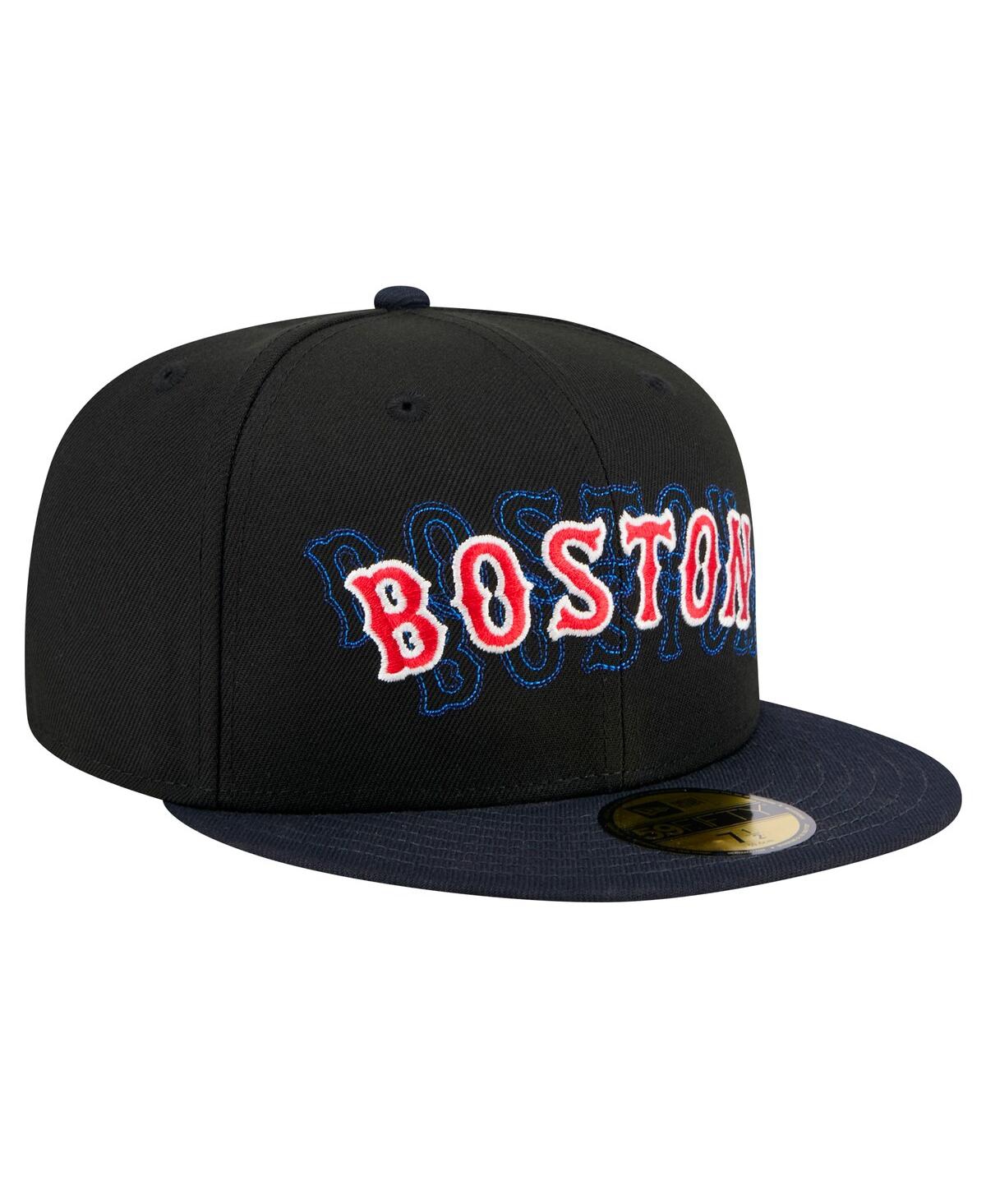 Shop New Era Men's Black Boston Red Sox Shadow Stitch 59fifty Fitted Hat