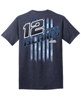Men's Heather Navy Ryan Blaney Flag Tri-Blend T-Shirt