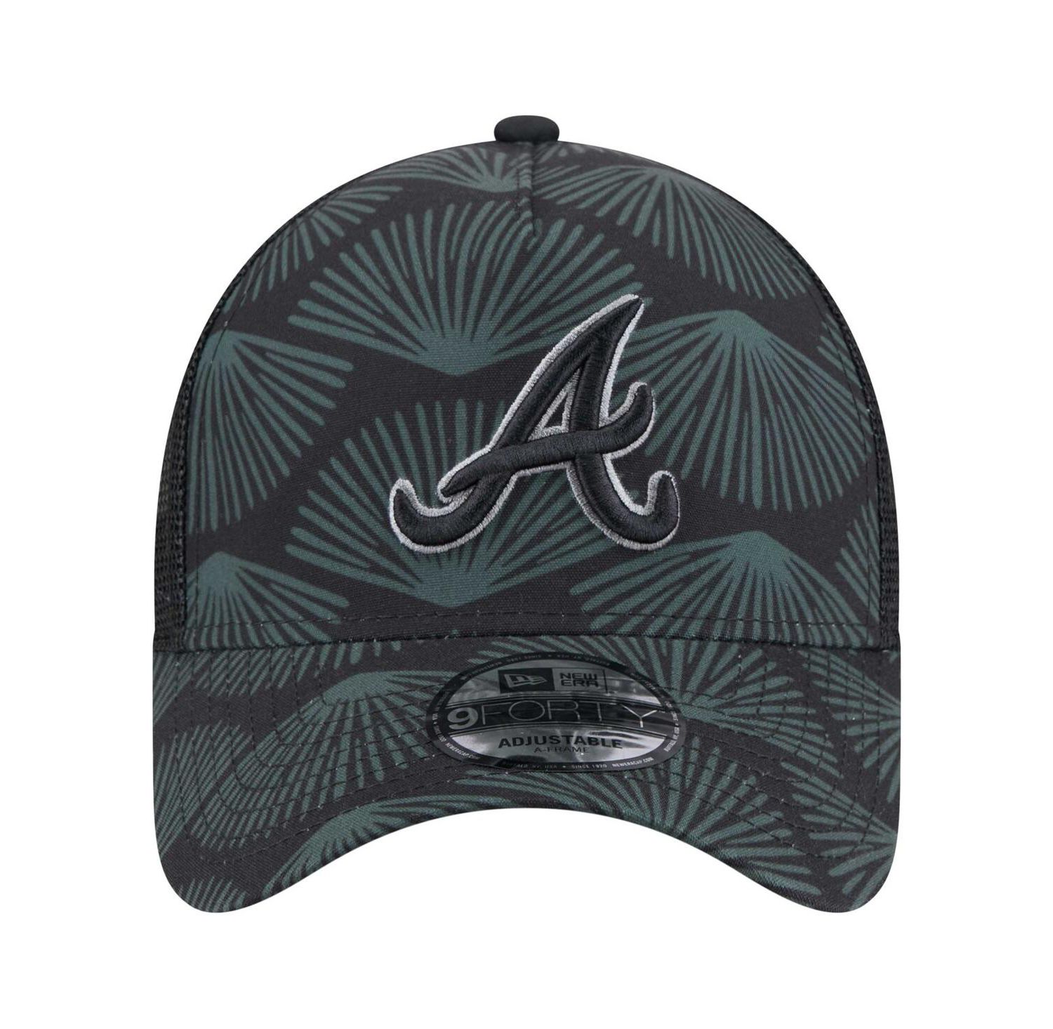 Men's Black Atlanta Braves 9FORTY A-Frame Trucker Adjustable Hat