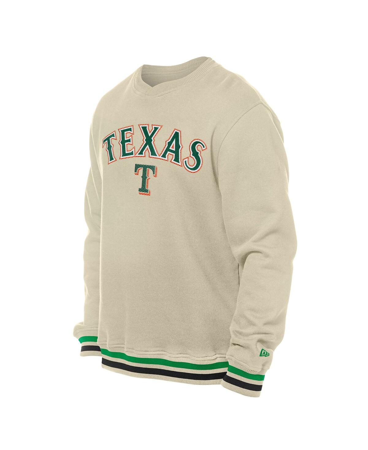 New Era Men's Cream Texas Rangers St. Patrick's Day Twill Pullover Sweatshirt In Neutral