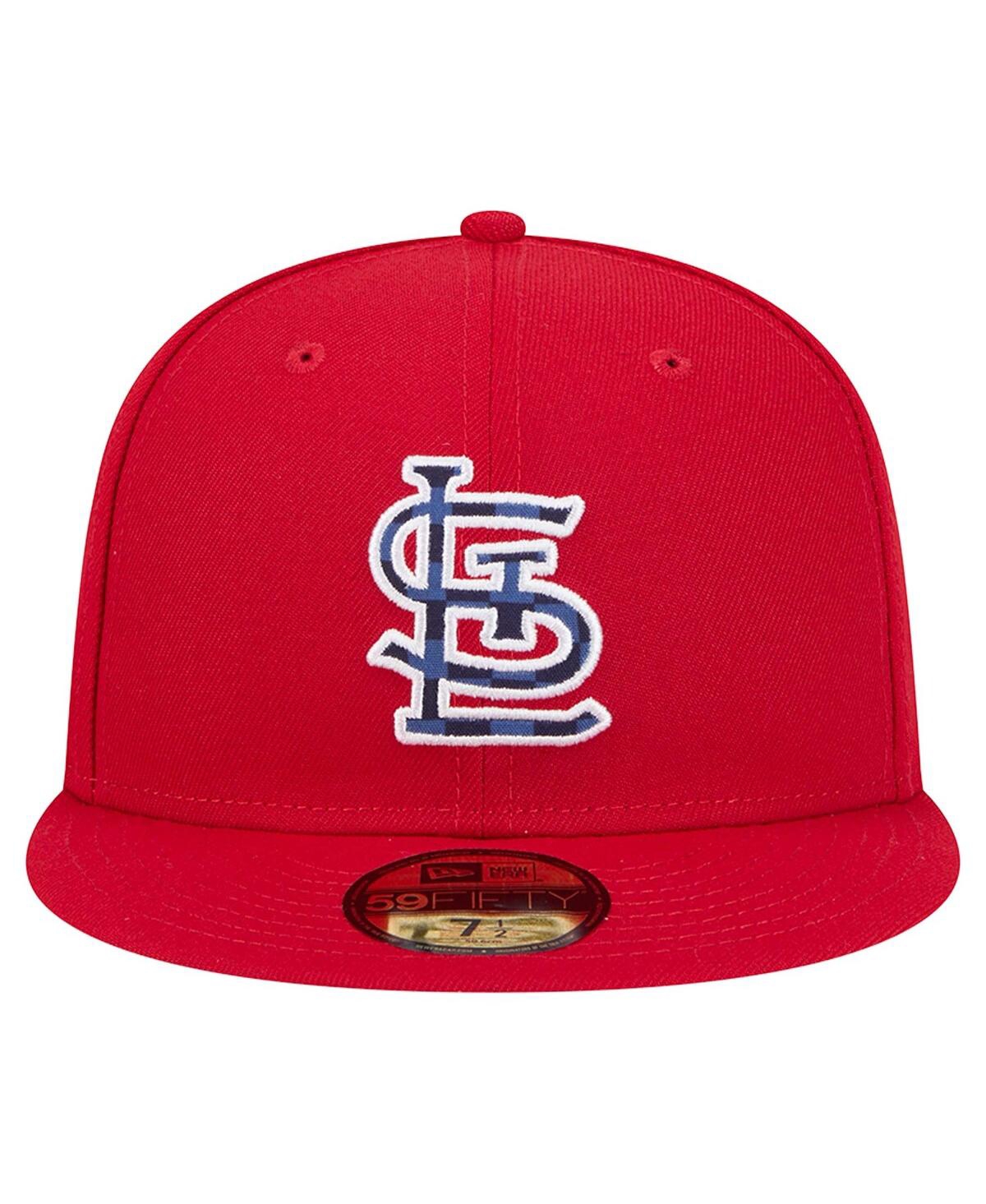 New Era Men's Red St. Louis Cardinals Checkered Under Visor 59fifty Fitted Hat In Red