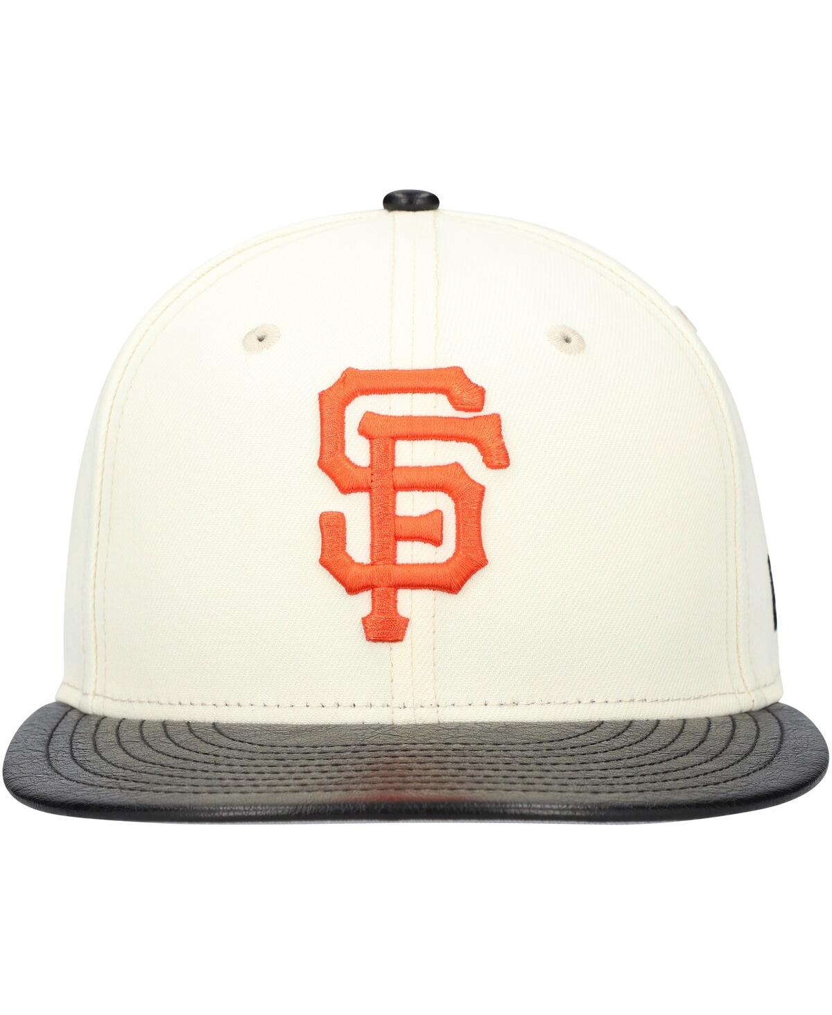 Shop New Era Men's Cream San Francisco Giants Game Night Leather Visor 59fifty Fitted Hat