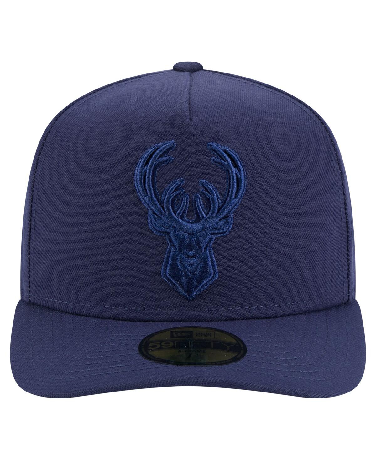 New Era Men's Navy Milwaukee Bucks Colorpack A-Frame Pinch Front 59FIFTY Fitted Hat