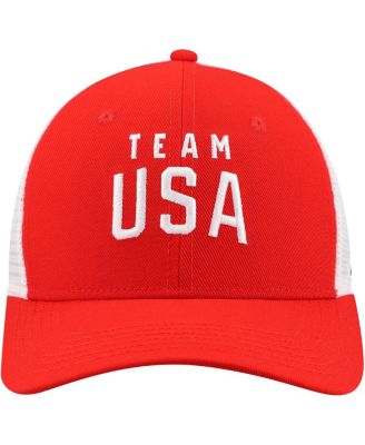 Big Boys and Girls Red/White Team USA Rise Performance Trucker Adjustable Hat