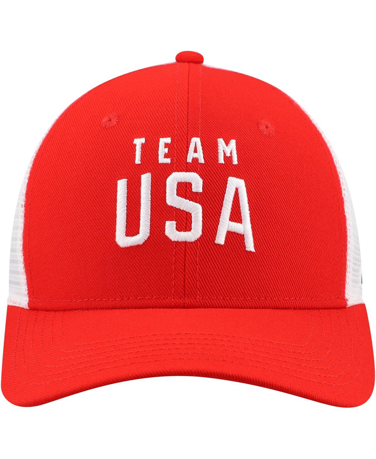 Nike Big Boys And Girls Red/white Team Usa Rise Performance Trucker Adjustable Hat In Red,white