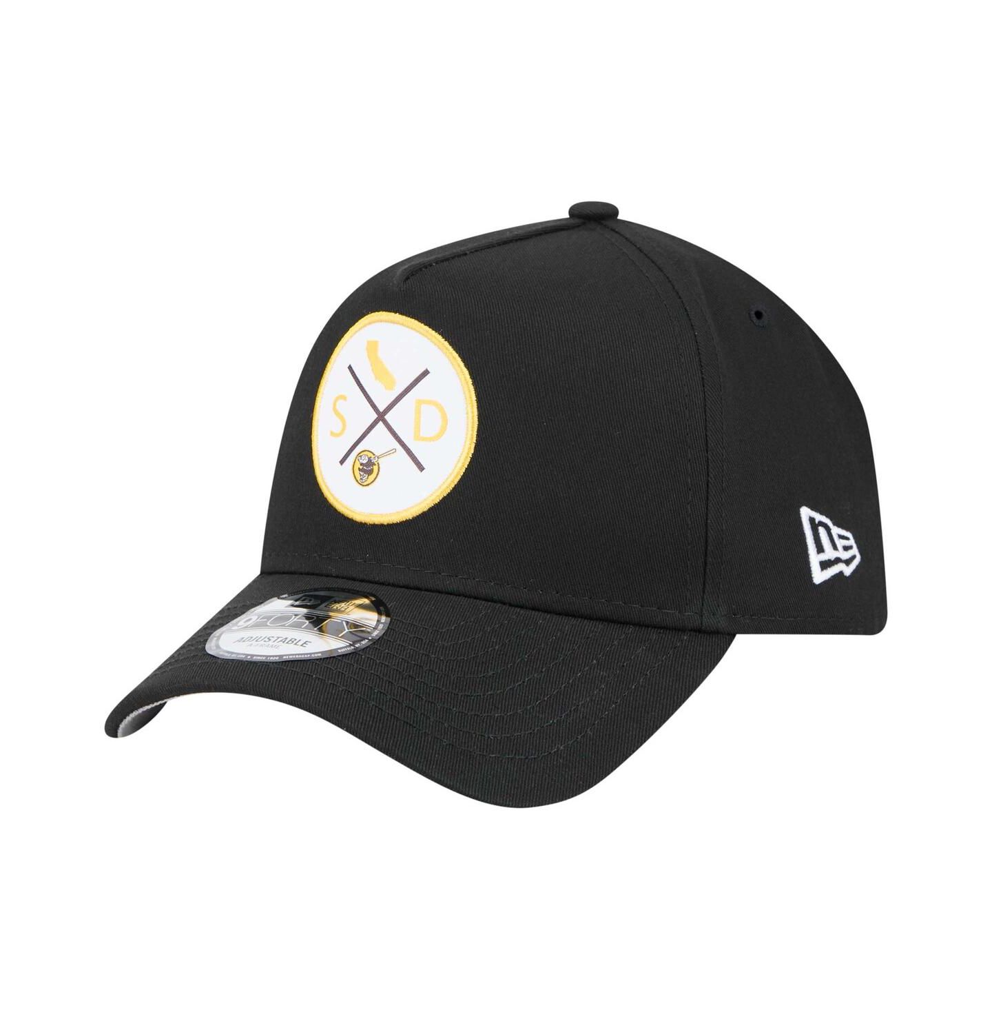 Мужская кепка New Era Black San Diego Padres 9FORTY A-Frame Adjustable Hat — фото 1