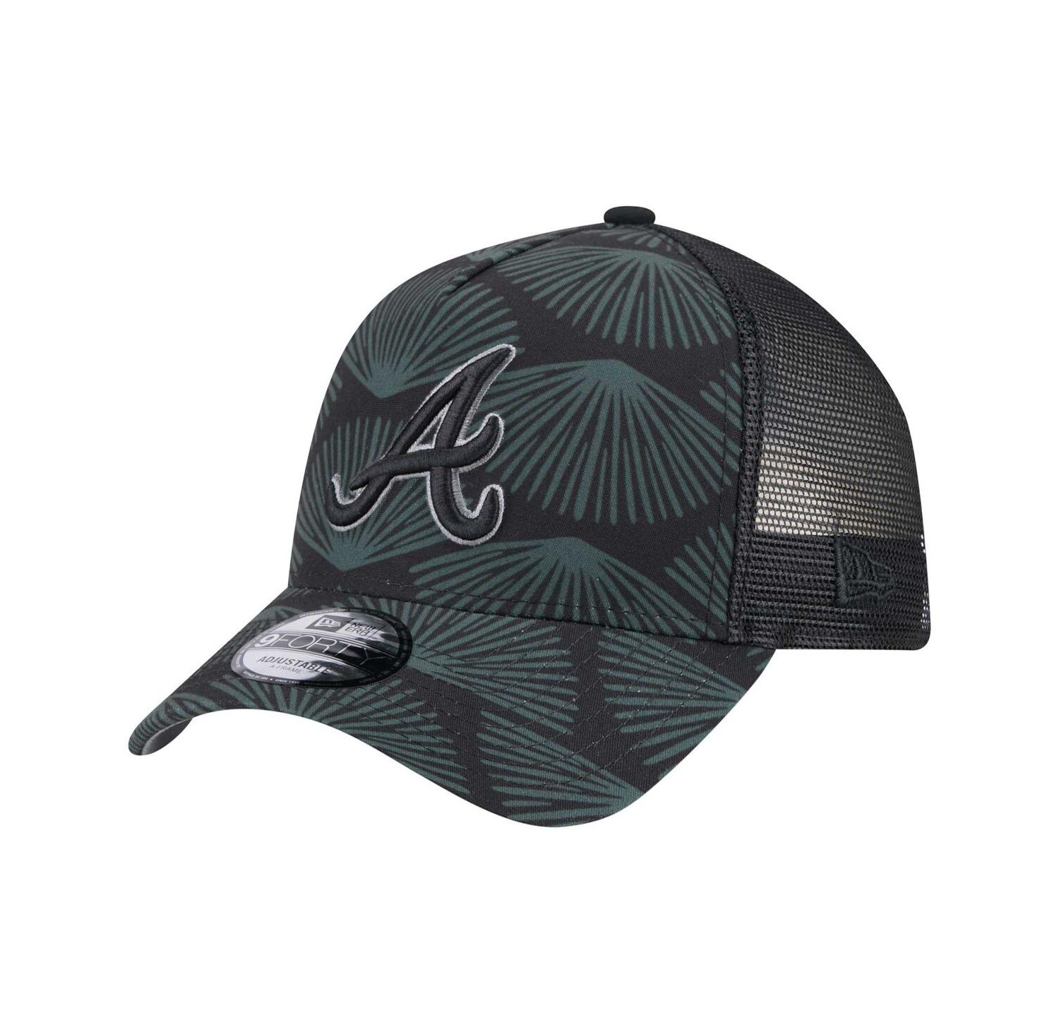 Men's Black Atlanta Braves 9FORTY A-Frame Trucker Adjustable Hat