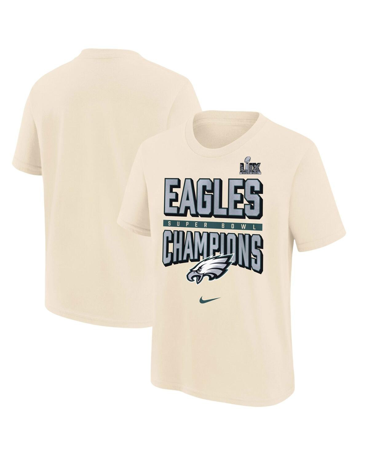 Nike Big Boys And Girls Cream Philadelphia Eagles Super Bowl Lix Champions T-shirt In Cream