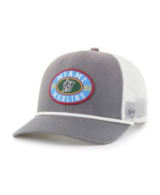 '47 Brand - Men's Gray/White Miami Marlins Tide Sweep Rope Trucker Adjustable Hat
