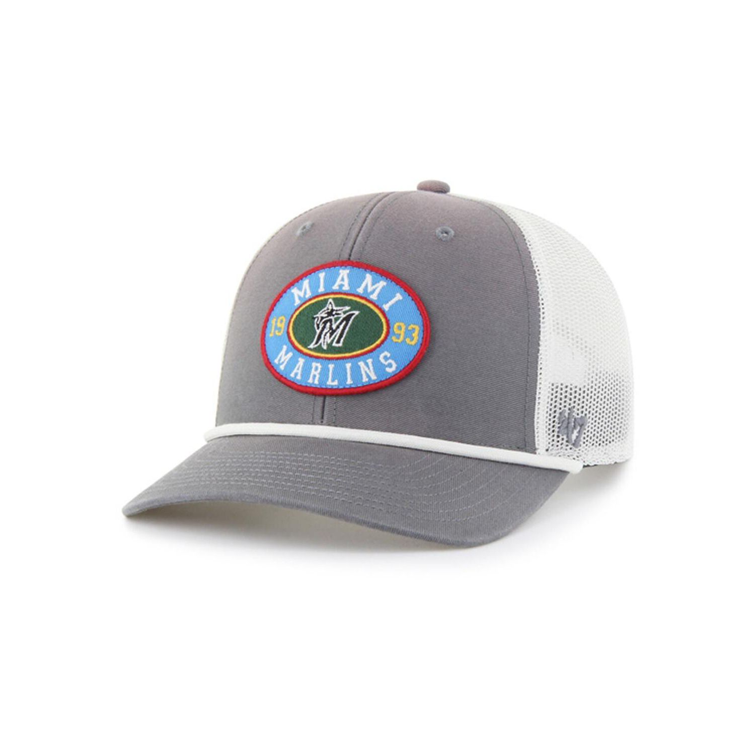 Men's Gray/White Miami Marlins Tide Sweep Rope Trucker Adjustable Hat