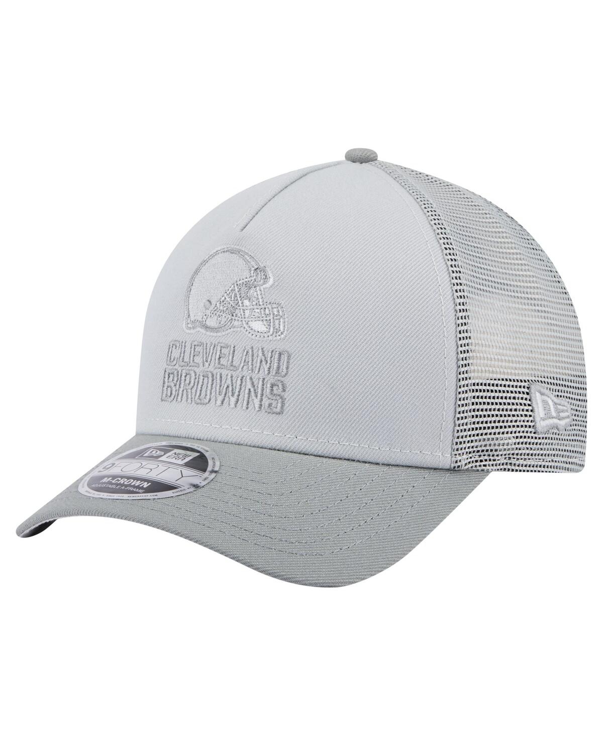 New Era Men's Gray Cleveland Browns Domain 9forty A-frame Trucker Adjustable Hat In Gray