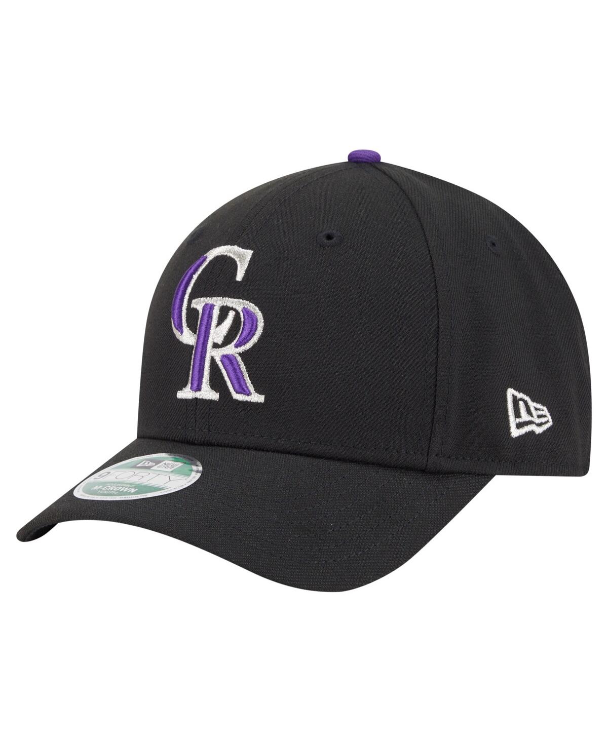 New Era Big Boys And Girls Black Colorado Rockies Player Replica 9forty Adjustable Hat In Black