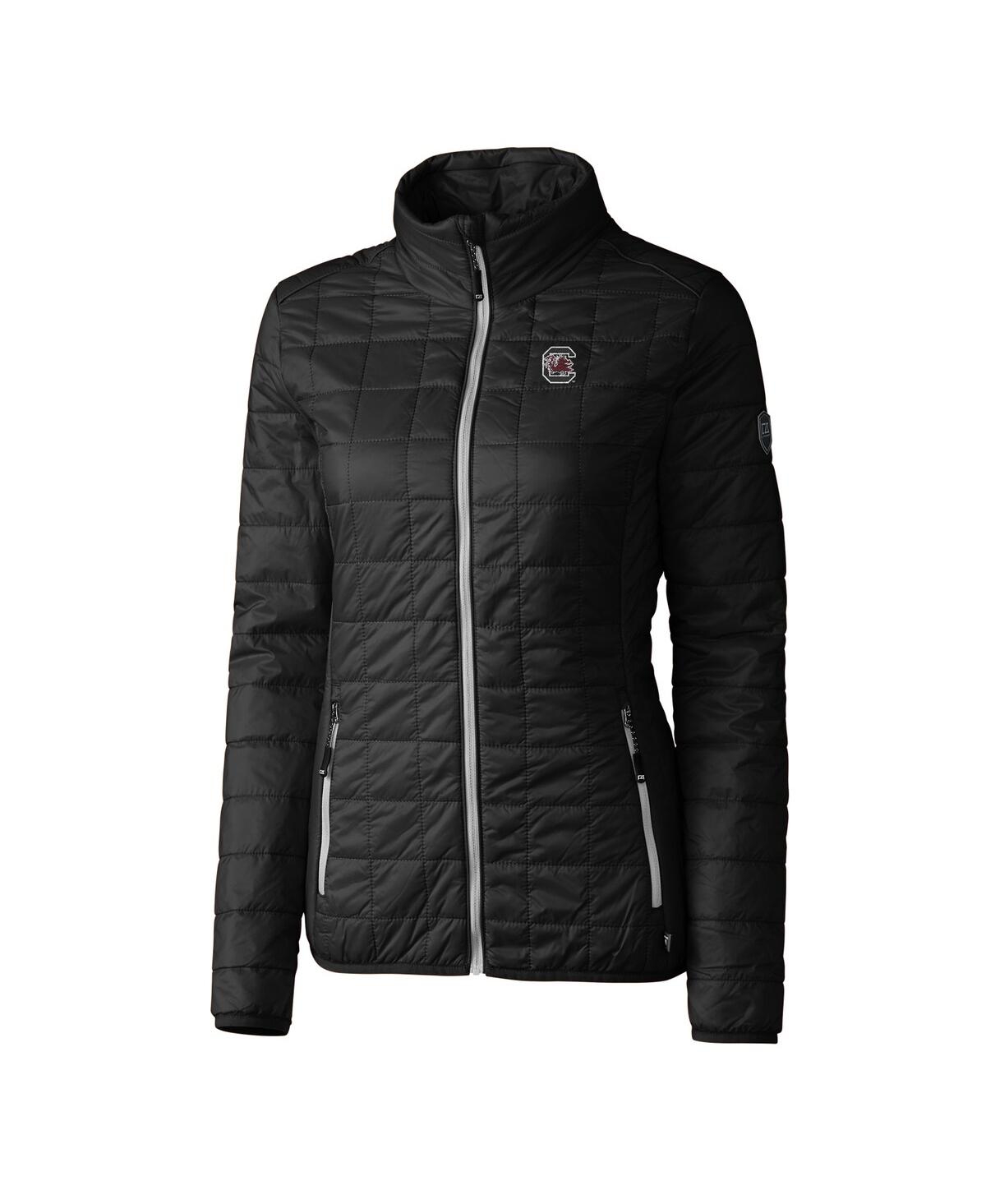 CUTTER & BUCK WOMEN'S BLACK SOUTH CAROLINA GAMECOCKS RAINIER FULL-ZIP PUFFER JACKET 