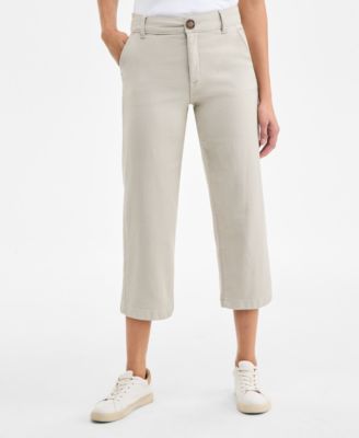 Women's High Stretch Mid-Rise Wide-Leg Crop Pants, Exclusively at Macy's