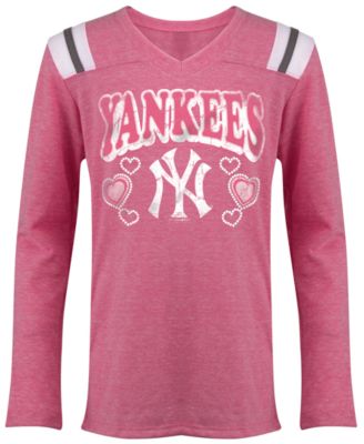5th & Ocean - Girls' Long-Sleeve New York Yankees Heart T-Shirt