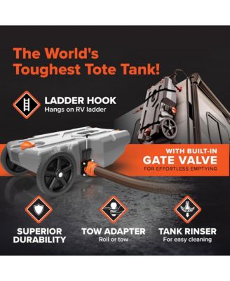 39004 Rhino Portable 28 Gallon RV Waste Tank Holding Hose and Accessories