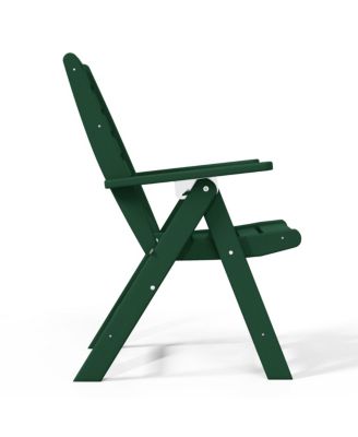 5-Piece HDPE Round Patio Dining Table Set with Foldable Chairs