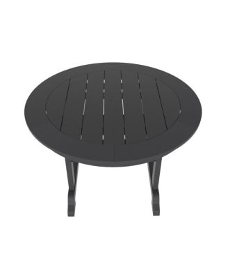 5-Piece HDPE Round Patio Dining Table Set with Foldable Chairs