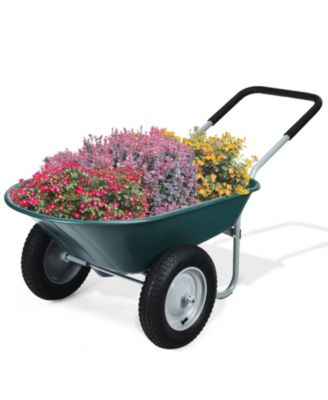 2-Tire Wheelbarrow Garden Cart Heavy-Duty Utility Dolly for Landscaping & Yard Work